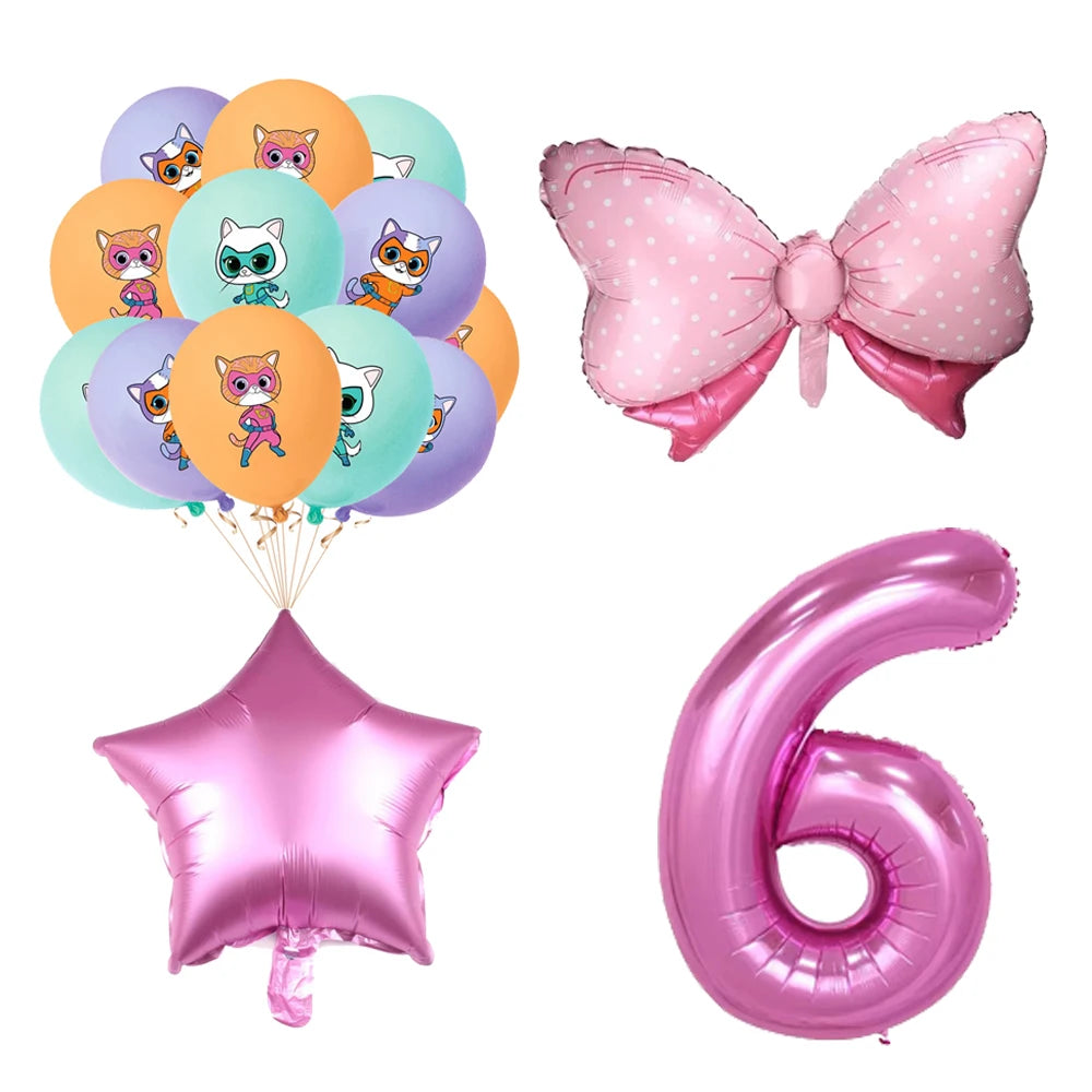 Superkitties Happy Birthday Party Decor Paw Meow Cat Super Kitties Tableware Tablecloth Plate Cup Gift Set Kid Party Supplie Toy