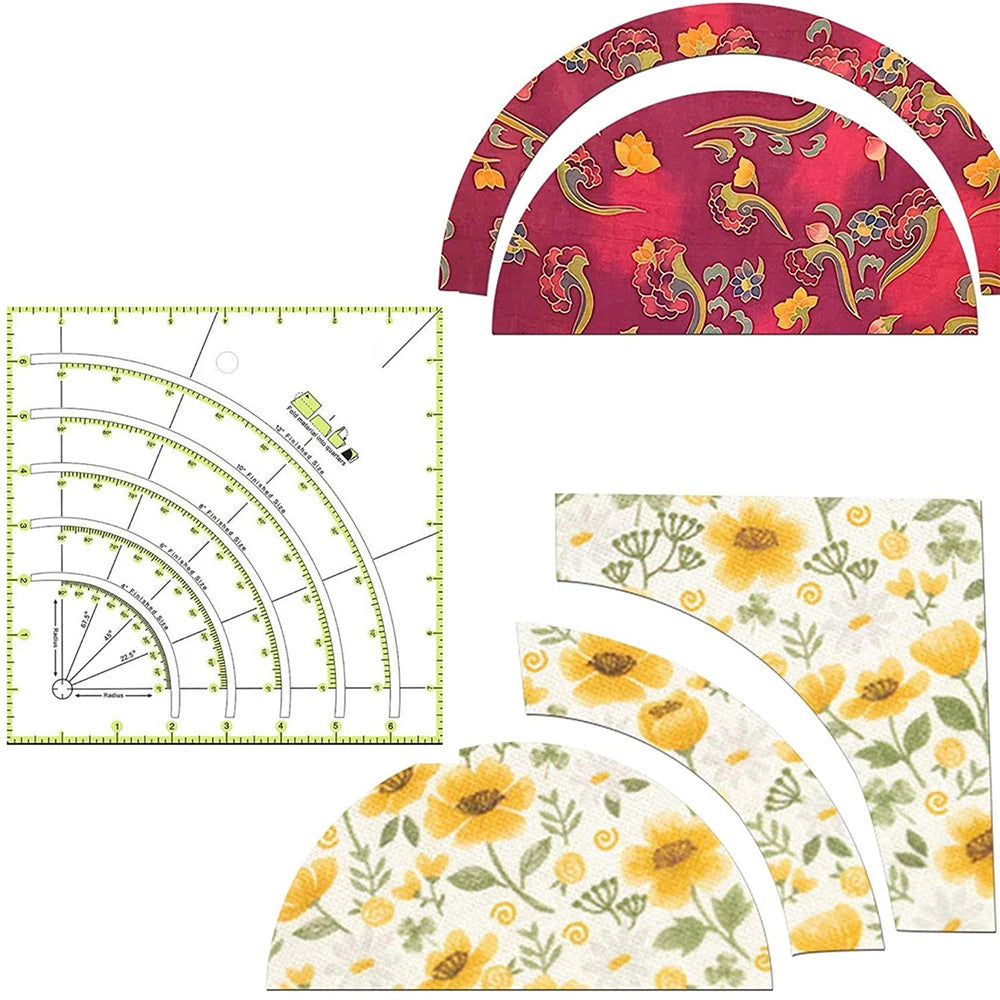 8x8" Acrylic Sewing Quilting Ruler Multifunctional Fans Quilt Patchwork Ruler Sewing Template Patchwork Tool DIY Sewing Supplies