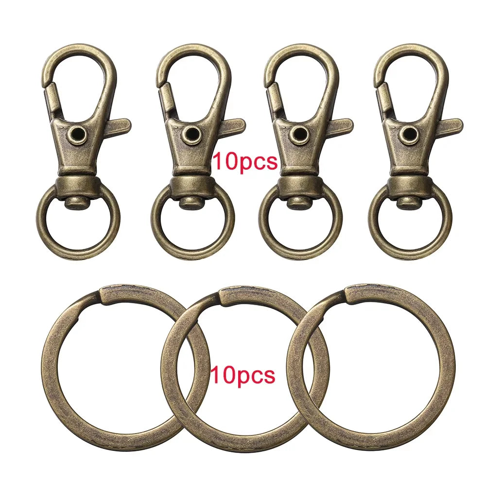 10/20Pcs Swivel Clasps Set Lanyard Snap Hooks with Key Chain Rings Keychain Clip Hooks for DIY Necklace Bracelet Chain Supplies