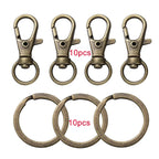 10/20Pcs Swivel Clasps Set Lanyard Snap Hooks with Key Chain Rings Keychain Clip Hooks for DIY Necklace Bracelet Chain Supplies