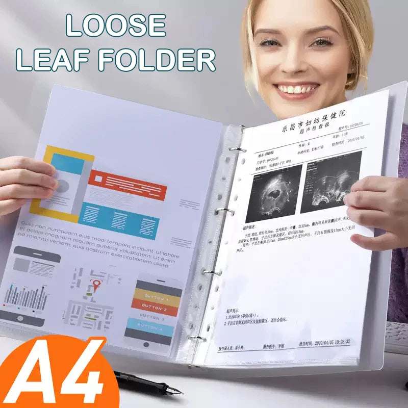 〔R〕A4 3-Ring Binder Folders - Clear & Blue Document Organizers for Office/Study