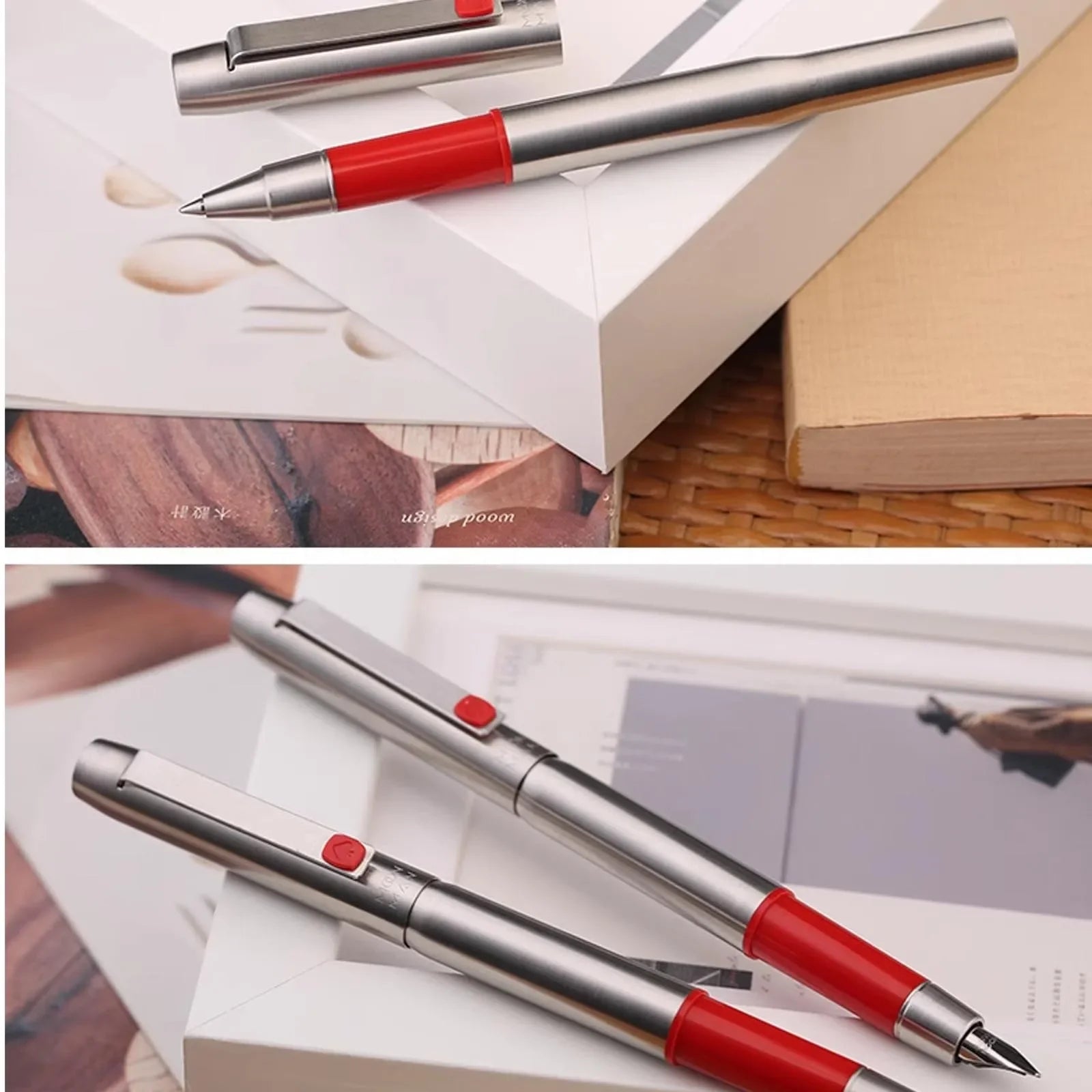 New Moonman B25 Fountain Pen Stainless Steel Imported F nib Ink Absorber Dual purpose Design high-end Office Stationery Supplies