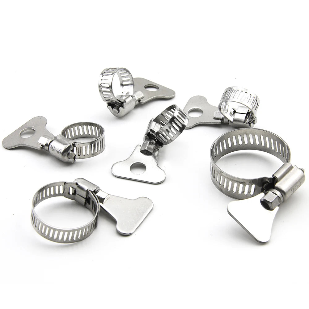 JUIDINTO 2-10pcs Worm Gear Hose Clamp 6-95mm Adjustable Key Clamp Hose Clip Stainless Steel for Water Pipe Automotive Mechanical