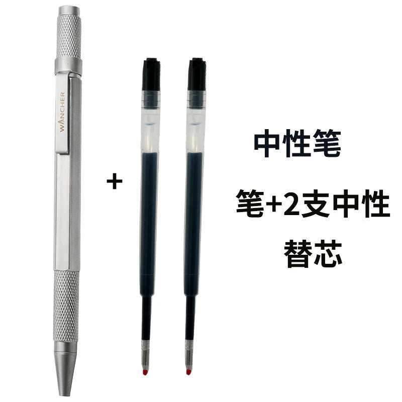 WANCHER Ballpoint Pen Original Hexagon Brass Metal Rotary Black 0.5mm Refill Replaceable W1558 Office School Stationery