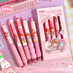 Capybara Erasable Pens 6pcs Refillable Ink Gel Pen Smudge-Free Cute Animal School Supplies for Students Office Stationery Gifts