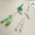 New Chinese-style Handmade Beaded Lotus Pendant Key Chains Mobile Phone Chain for Women Men Ethnic Charm Jewelry Accessory Gift