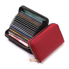 Compact Coin Purse Leather Business Credit Card Case Holder Travel Wallet for Women 20 Card Slots Small Card Pouch with