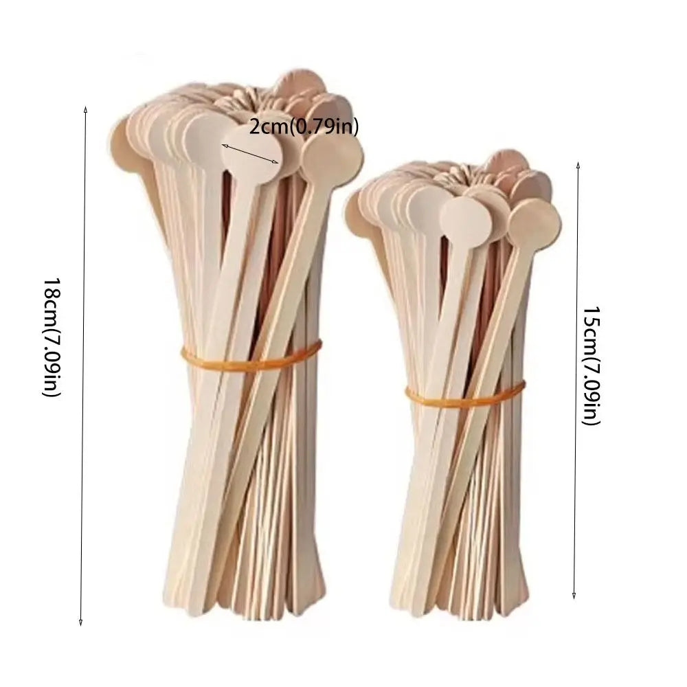 100 Pcs Wooden Coffee Stirrer Sticks Round Head Biodegradable Hot/Cold Drinking Stir Popsicle Disposable Coffee Swizzle Stick