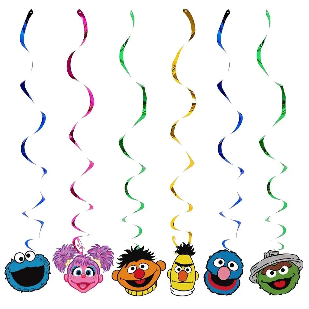 Cartoon SEsame-Streets Birthday Party Set Supplies Kids Disposable Tableware Balloon Cake Topper Banner Plates Decoration