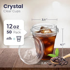 12/16/20/24oz Clear Plastic Cup with Lids 50 Set Disposable Cups for Iced Coffee or Juice Party  Smoothie Milkshake Cold Drinks