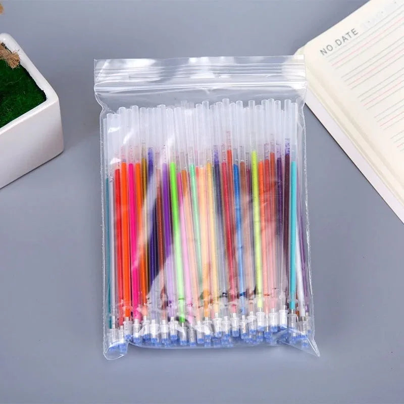12-100pcs Glitter Pen Refills Set Flash Multicolor Gel Pen Refill Core DIY Art Writing Painting Graffiti Pen Refills Supplies