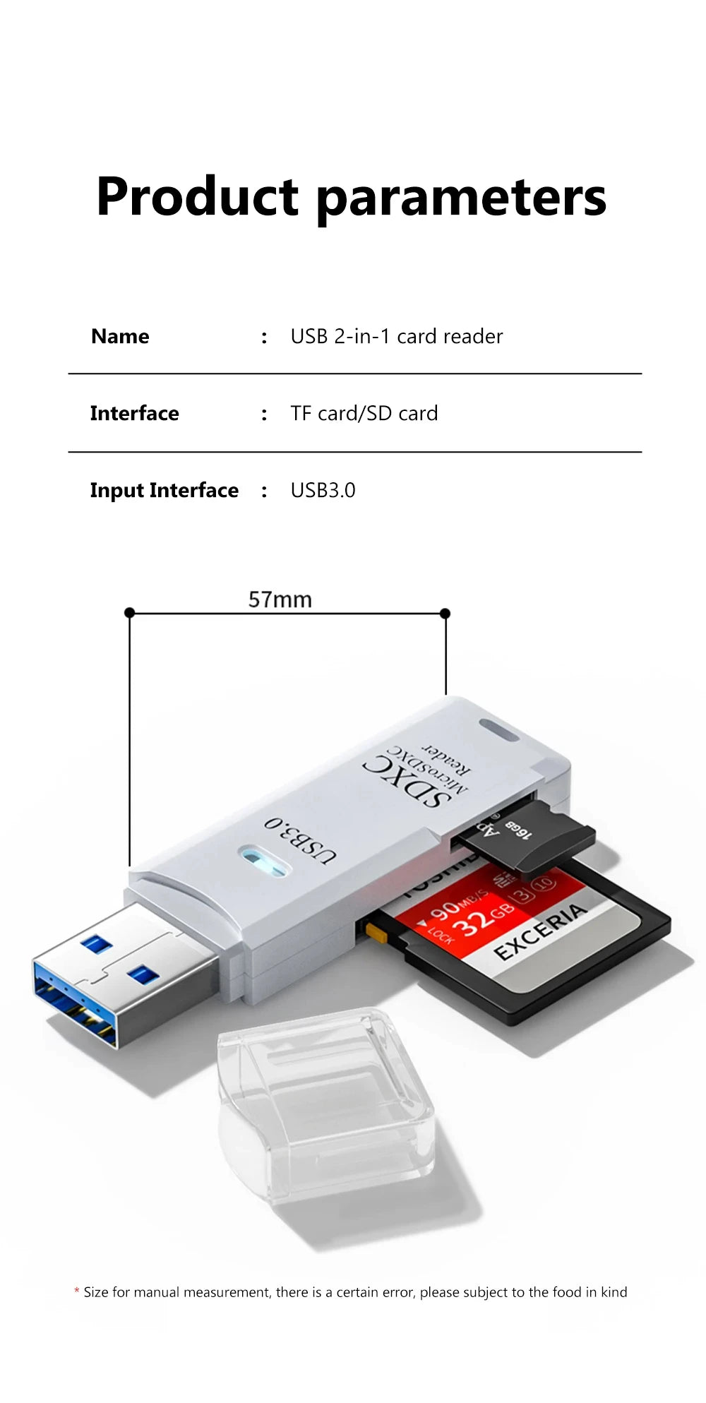 NNBILI 1-2pcs Card Reader USB3.0/2.0 To SD TF Memory Adapter High Speed TF Memory 2 IN 1 Card Reader For PC Laptop Accessories