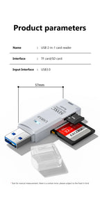 NNBILI 1-2pcs Card Reader USB3.0/2.0 To SD TF Memory Adapter High Speed TF Memory 2 IN 1 Card Reader For PC Laptop Accessories