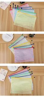 5PCS Stationery Storage Folder File Mesh Zipper Pouch A4 A5 A6 B5 2PCS A3 B4 Document Bag Zip File Folder School Office Supplies