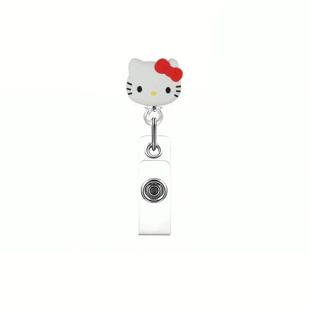 Kawaii Gift Kitty Cat Retractable Badge Reel Sparkling card holder accessories With Keychain For Women Student office supplies