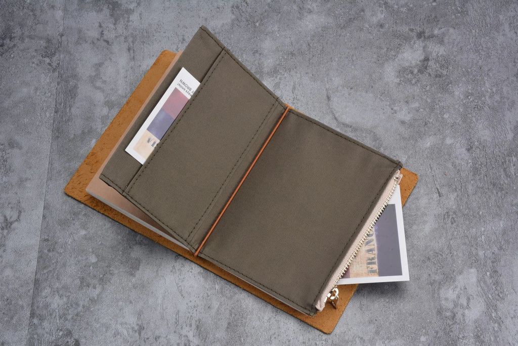 Canvas Zipper Card Holder for Travel Notebook, Canvas Storage Bag File Folder Refill Insert for Standard Journals Stationery