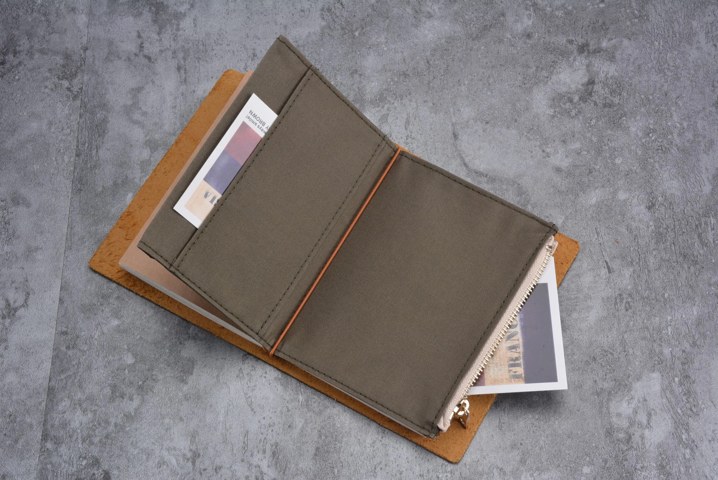 Canvas Zipper Card Holder for Travel Notebook, Canvas Storage Bag File Folder Refill Insert for Standard Journals Stationery