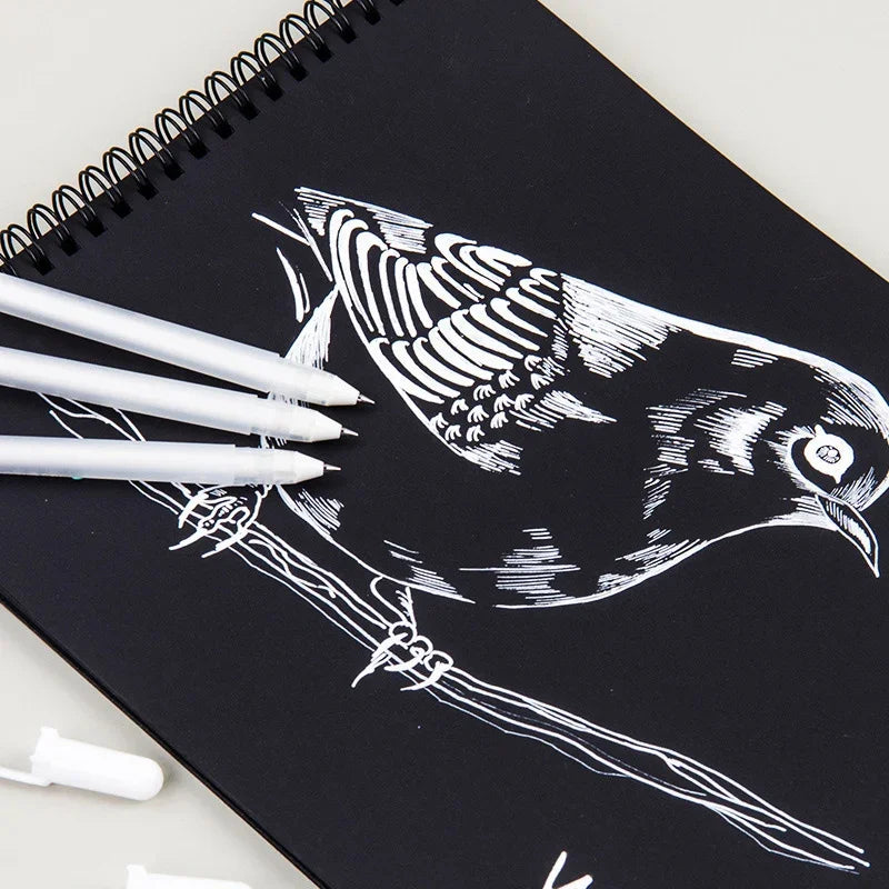 1Pc Sakura Gelly Roll Gel Pen White Color 0.5/0.8 /1.0mm High Light Marke Pen Black Cardboard Art Painting Pen White Line Pens