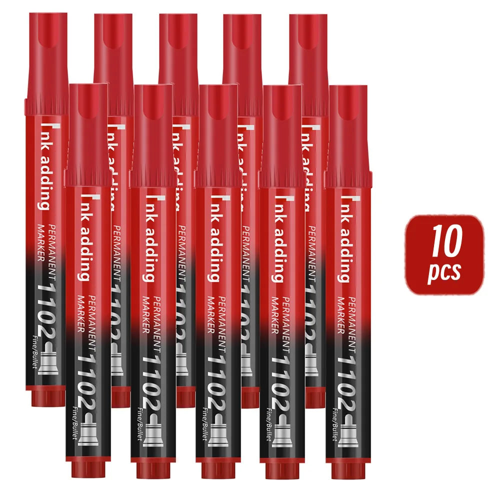 1/10/20pcs 2mm Red Blue Ink Black Permanent Marker Pens, Fine Tip, Waterproof, Quick Drying Drawing Pens Wood Stone Metal Glass