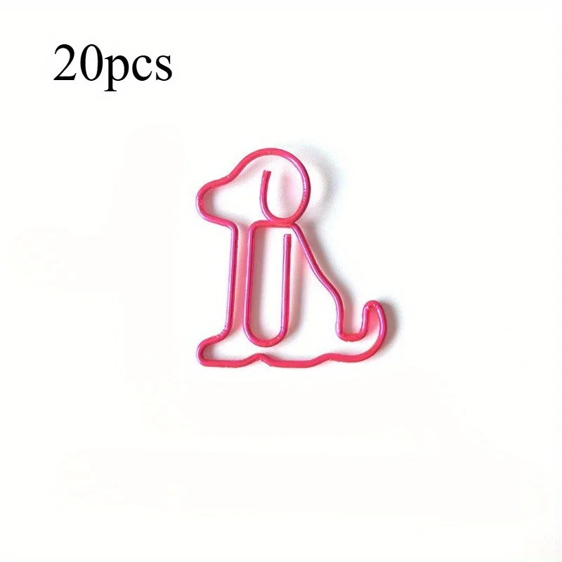 20pcs Colorful Animal Paper Clips - Cute Sitting Dog Design, Iron Material, Perfect for Office Organization