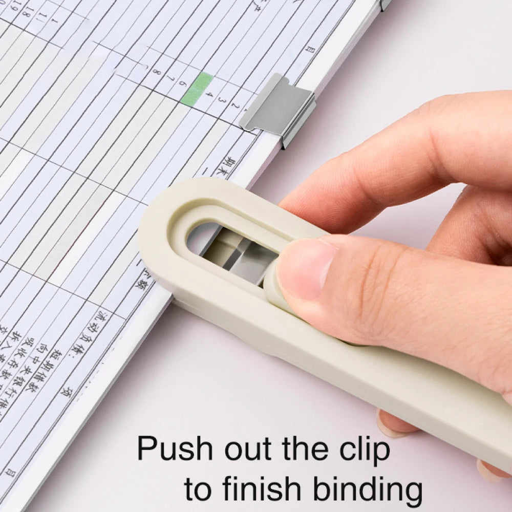 Mini Traceless Reusable Hand Clamp Push Stapler Paper Book File Office School Student Binder Binding Tools Supplies