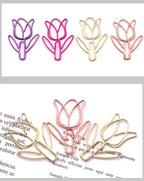 20/50PCS Tulip Paper Clips Kawaii Notebook Planner Bookmarks Korean Stationery Ticket Photo Clip Office Supplies Bookmark Folder