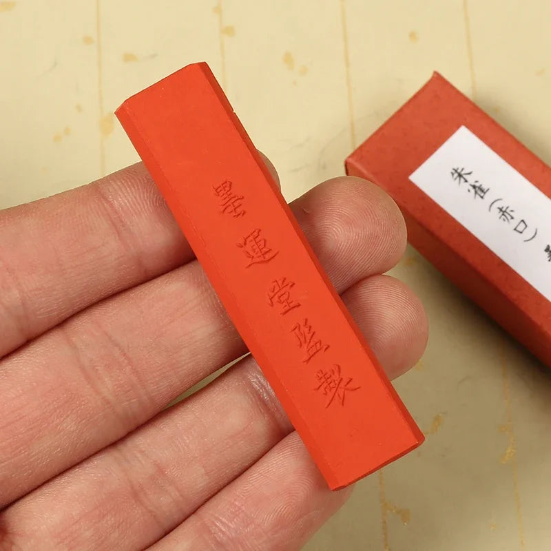 Japanese Sumi Ink Color Painting Ink Stick Landscape Drawing Red Orange Ink Block Calligraphy Writing Chinese Color Ink Ingots