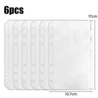 2/6/12Pcs Waterproof A6 6-Hole Binder Pockets Waterproof PVC Cash Budget Envelopes Zipper Binder Pouches for Notebook Planner