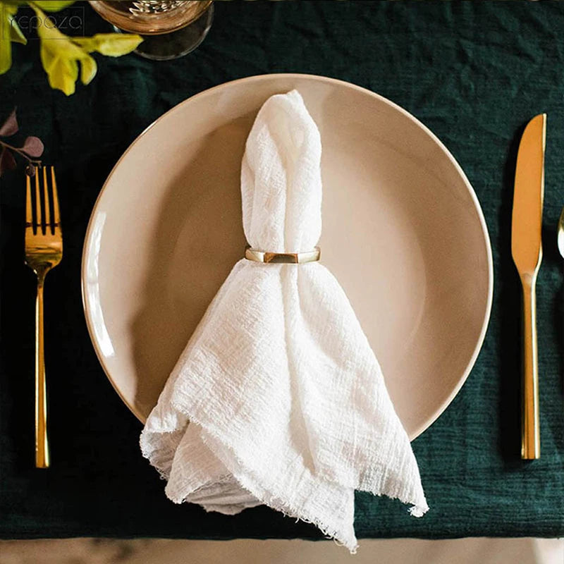 6PCS 43x43cm Dinner Table Rustic Decor Muslin Tea Towels, Birthday Decore Retro Cotton Cheesecloth, Cotton Gauze Wedding Napkins