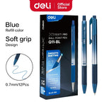 DELI Smooth Writing Ballpoint Pens 0.7mm Black and Blue Ink Pens 12PCS Pack of Retractable Ball Pen for Office School Home