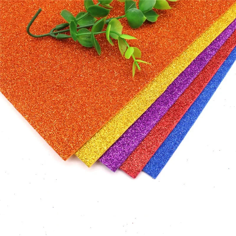 5Sheets 20*30cm Glitter Foam Paper Sparkles Paper for Children's Craft Activities DIY Cutters Handcraft Foam Paper Without Glue