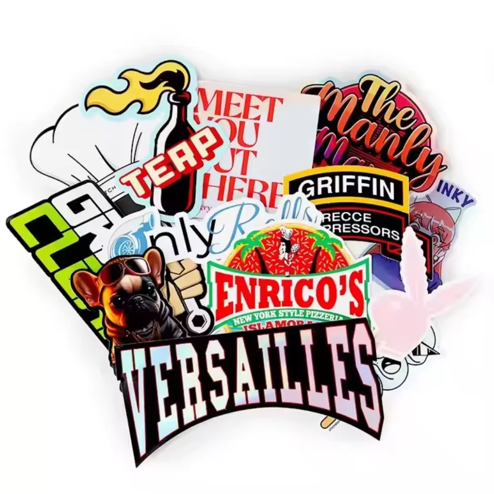 100pcs Custom Sticker Your Logo Text Tag PVC Label Vinyl Waterproof Computer Luggage Self Adhesive Personalized Die Cut Stickers