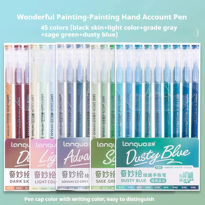 105Color Hand Account Gel Pen Languo Morandi Retro Pen Large-Capacity Color Handbook Pen For Student Painting Graffiti Writting