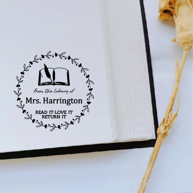 Custom Book library ink Stamp Personalized Self Inking Wedding Stamp Customized Photosensitive Seal Invitation name letter logo