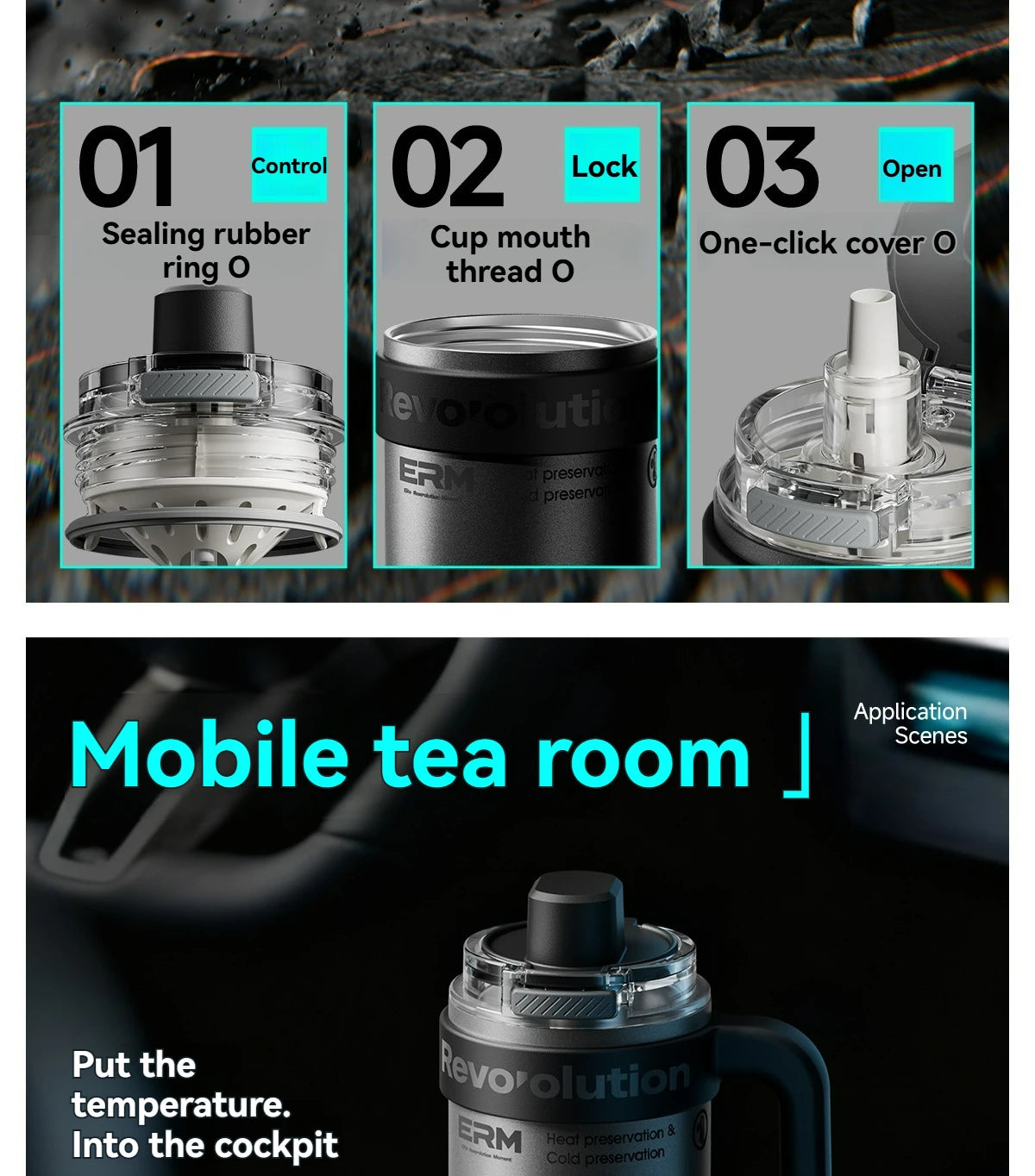 1200ML Extra Large Ceramic Tumbler Drinkware Stainless Steel Water Bottle Insulated Vacuum Flask Straw & Handle Leakproof