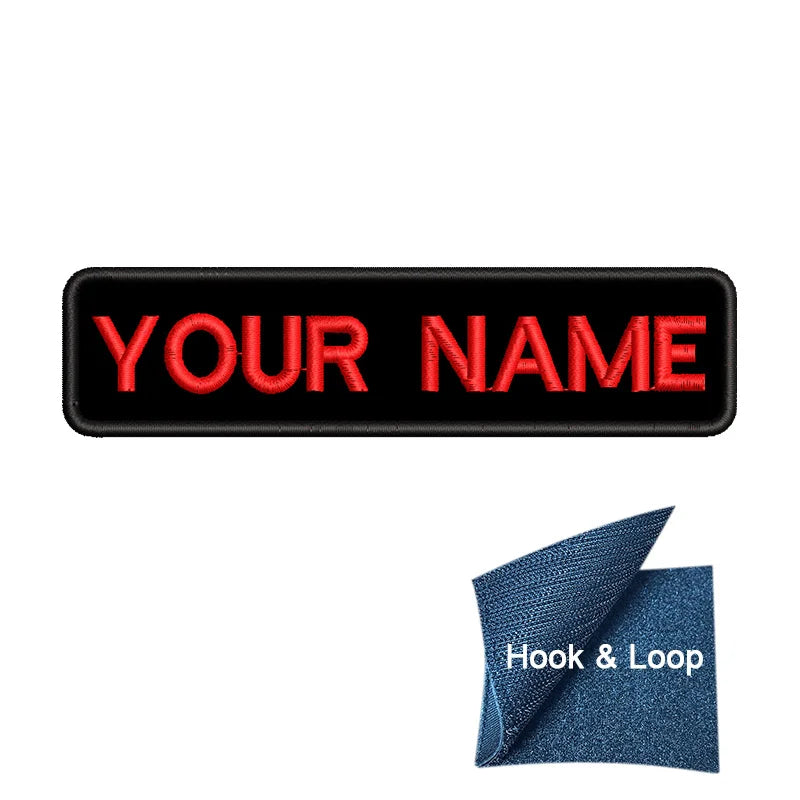 1PC 10cmX2.5cm Custom Personalized Name Embroidered Patch Number Stripes Badge Tags Armband Iron On Backing Hook & Loop Backing