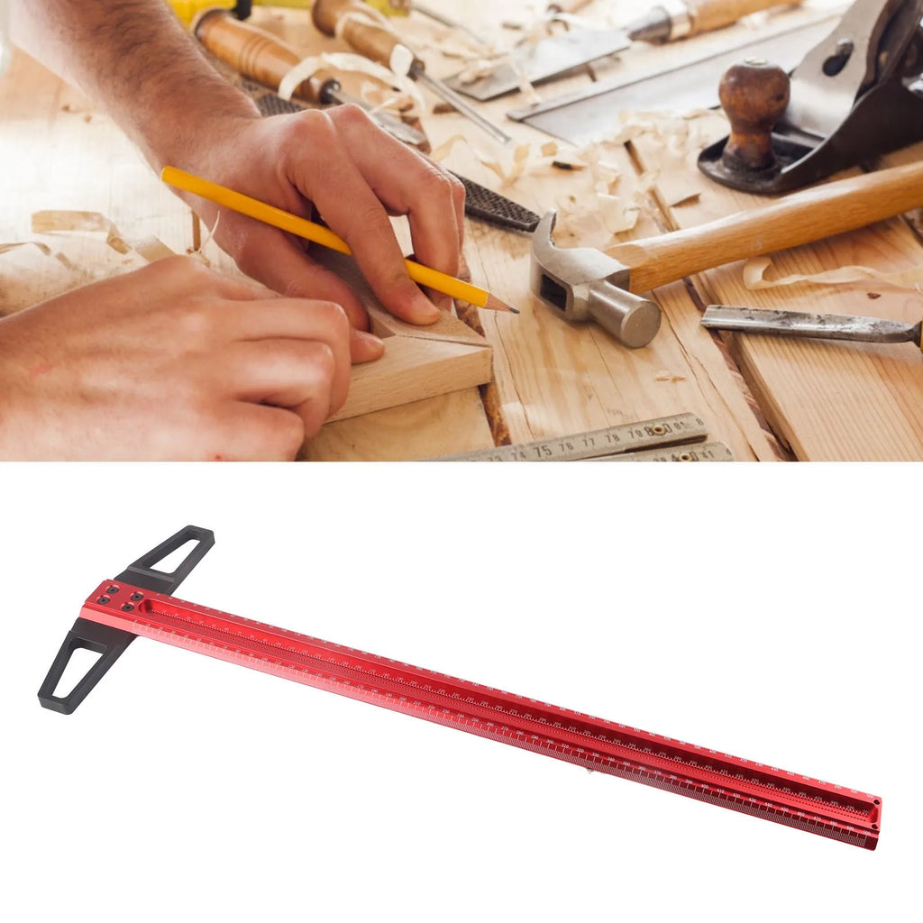 T Type Woodworking Ruler Hole Positioning Scribing Gauge Aluminum Alloy Measuring Tool for Carpenter