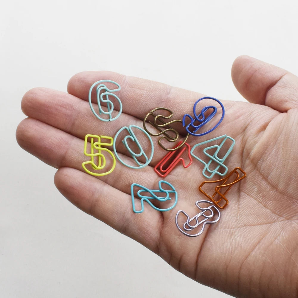 10pcs/Set Metal Digital Shape Paper Clips Kawaii Cute Bookmark Clip Stationery Office School Supplies