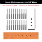 WUTA Multifunctional Leather Hole Punch Round Pricking Iron Stitching Punching Chisel Interchangeable Head Leather Craft Tools