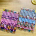 Popular rotating crayons girl group style 12 colors cute drawing tools for kids students daily coloring painting stationery