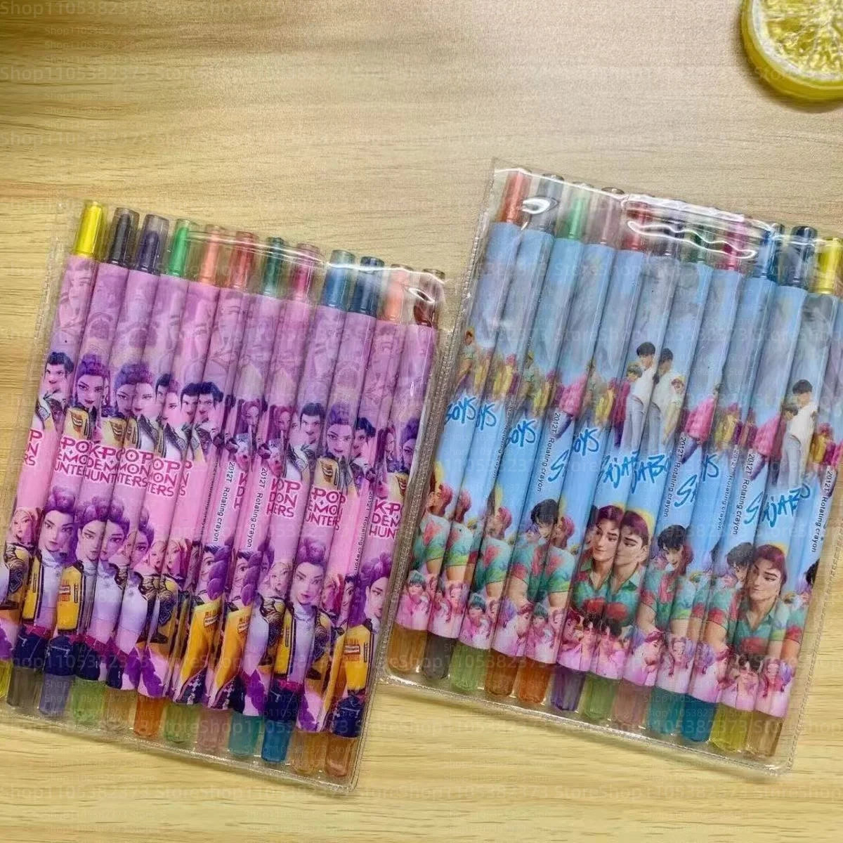 Popular rotating crayons girl group style 12 colors cute drawing tools for kids students daily coloring painting stationery