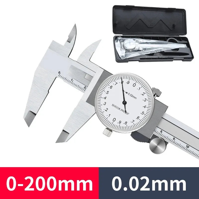 Vernier Calipers 0-150/200mm 0.02mm High Precision Anti-vibration Pachometer Dial Caliper Metal Gauge Ruler Depth Measuring Tool