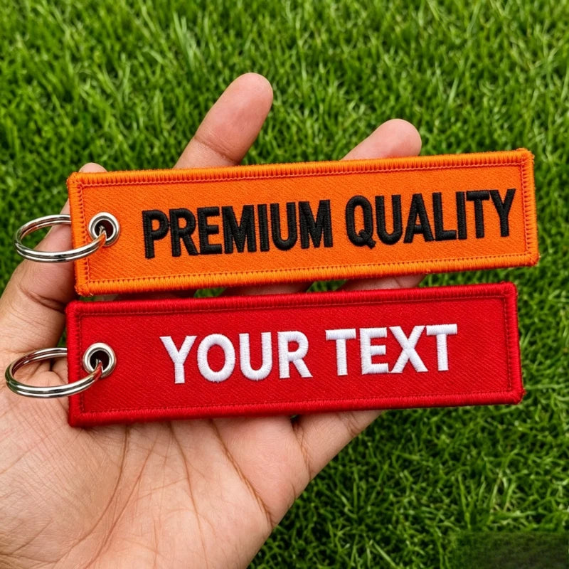 Wholesale Custom Embroidery Keychains Logo Flight Tag Keychain Jet Tag Keychain Personalized Name Key Ring Fabric Keychain