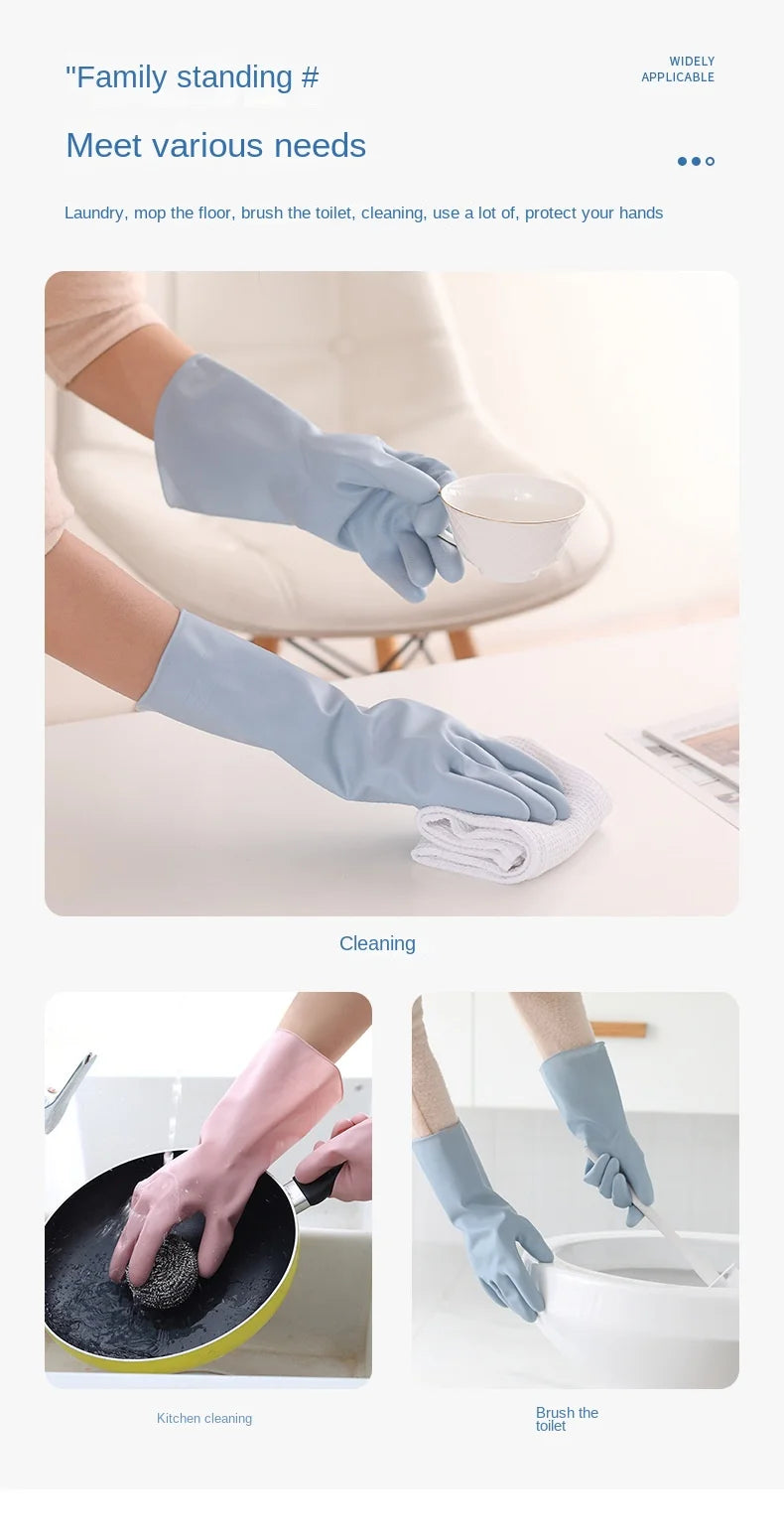 3342 Kitchen Dishwashing Gloves Thickened Durable Waterproof Cleaning Housework Women'S Laundry Latex Rubber Gloves