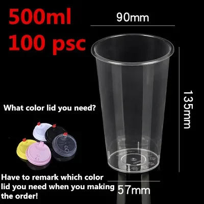 100PCS Plastic Cups With Dome Lids for Iced Cold Drink Coffee Tea Smoothies Sodas Water Party Disposable Tableware dessert cups