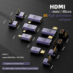 NNBILI HDMI2.1 48Gbps 8K@60Hz 4K@120Hz Ultra High-Speed Adapter Mini/Micro HDMI to HDMI Converter for PS5 X/S PC HDTV Projector
