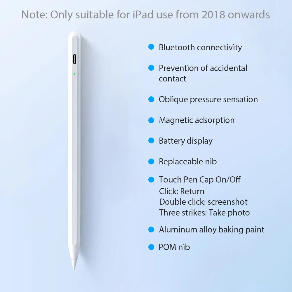 For Apple Pencil For iPad Air 11 M4 M3 M2 5 4 A16 Pro 13 11th M5 12.9 Stylus Pen 10 9 9th 10th Gen Mini 6 7 Bluetooth Touch Pens