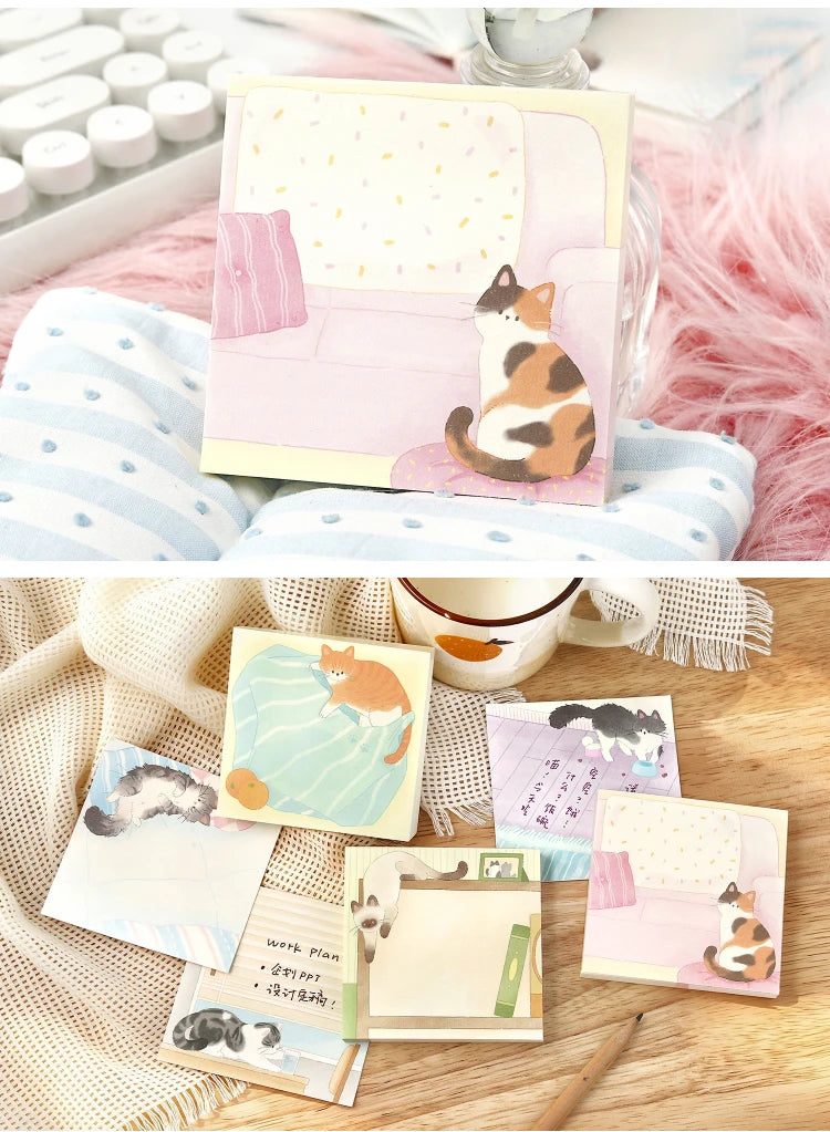 100sheets Cute Cat Memo Notes Creative Collage DIY Scrapbooking Aesthetic Material Paper School Office Supplies