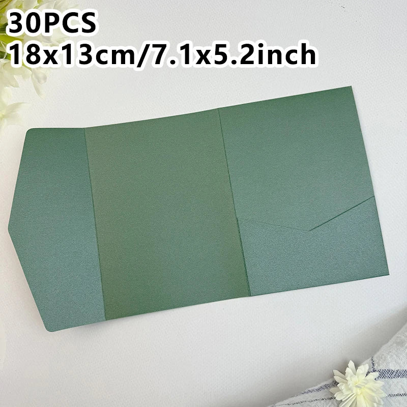 30pcs 18x13cm Green Envelopes for Wedding Invitation Small Business High-grade 250g Paper Stationery Supplies Storage Bag