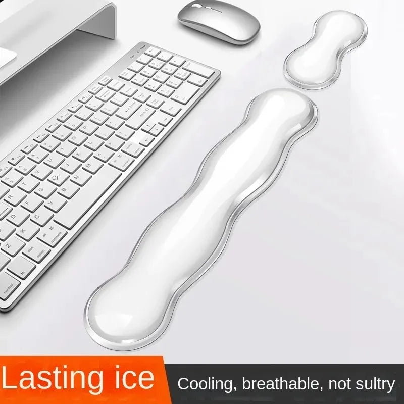 Ergonomic Mouse Pad with Wrist Rest Keyboard Rest Silicone Transparent Desktop Office Game Console Mouse Soft Wrist Rest